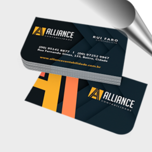 Cartão de visita Couchê 300g 9x5cm Colorido frente e verso Laminação Fosca com Verniz Reserva Refile 