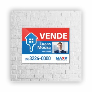 Placa imobiliária PVC/PS 2 mm  4x0 -Colorido frente SEM ENOBRECIMENTO corte padrão 