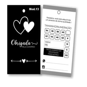 Tag personalizada Couché 300g   Sem Enobrecimento Furo 4,7mm 